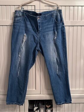 ellos Blue Distressed Boyfriend Jeans